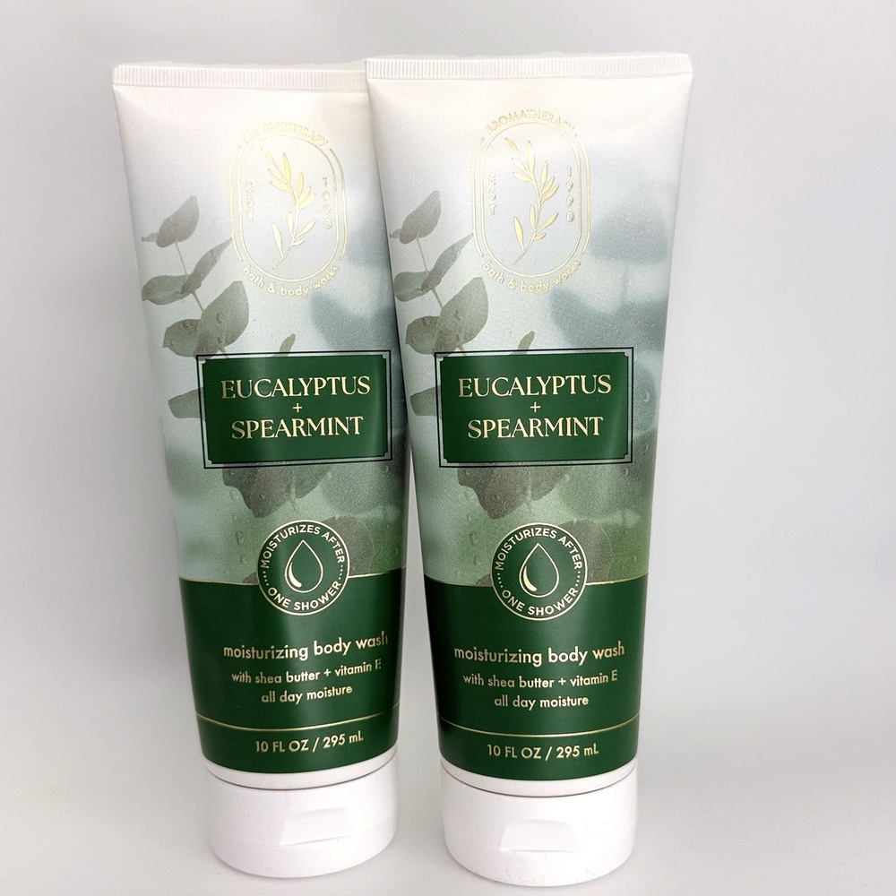 Bath & Body Works Eucalyptus Spearmint Body Wash 2 Pack‎ Aromatherapy 10oz NEW